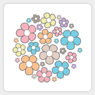 Colorful flowers circle Sticker